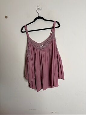 Good Luck Gem Mauve Crochet-Trim Cold-Shoulder Camisole